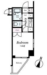メインステージ飯田橋 1Kの間取図画像
