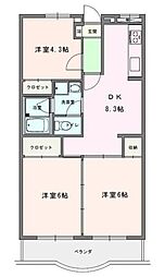 グリーンタウン鶴ヶ島 3階3DKの間取り