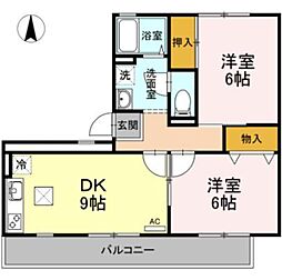 セゾン西橋本 1階2LDKの間取り