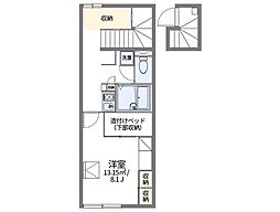 レオパレス三咲 2階1Kの間取り