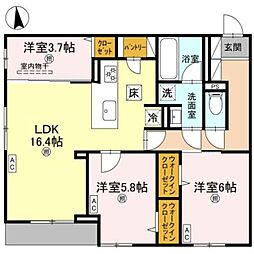 ココルトリシア 3LDKの間取図画像