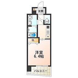 Luxe田辺 3階1Kの間取り