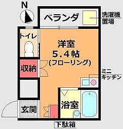 ビバ一之江 1階ワンルームの間取り