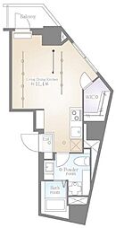 サクラスプリング高輪 11階ワンルームの間取り