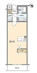 ブレス北新宿 3階ワンルームの間取り