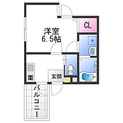 ALEGRIA津久野South 3階1Kの間取り
