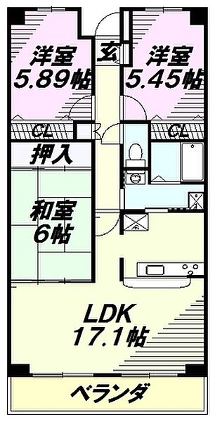 ブリランテけやき台 ｜埼玉県所沢市けやき台２丁目(賃貸マンション3LDK・3階・74.22㎡)の写真 その2