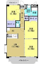 ベネッセ米野 3LDKの間取図画像