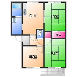 グランデールニシムラA棟 3DKの間取図画像
