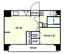 北前野コーポ 2階1LDKの間取り