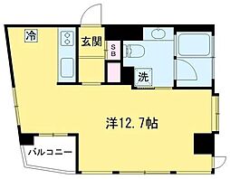 CASA TBQ 2階ワンルームの間取り