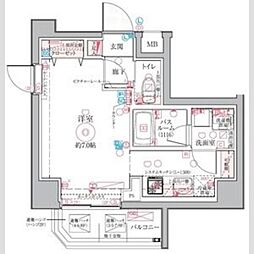 クレヴィスタ亀戸VI 6階ワンルームの間取り