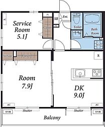 リブリ・ドルフone 1階1SLDKの間取り