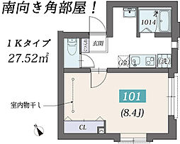 クリスタルコート新江古田 1Kの間取図画像