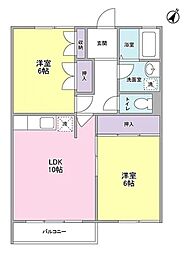 武蔵関マンション第5棟 2LDKの間取図画像