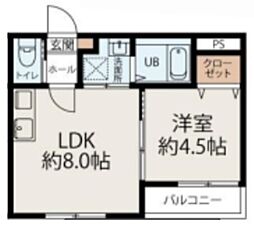 MIKIHOUSE南三咲 3階1LDKの間取り