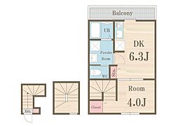 プライムガーデン東武練馬 3階1DKの間取り