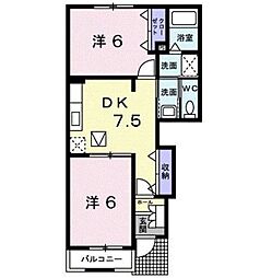 ミーテ　メゾン 1階2DKの間取り
