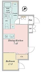 ライブフラット門前仲町 1階1DKの間取り