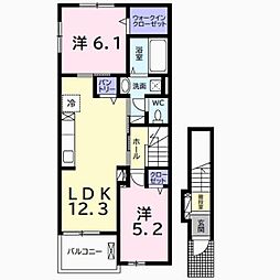 プライム五井II 2階2LDKの間取り