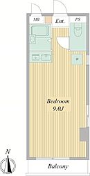 スカイプラザ中野 2階ワンルームの間取り