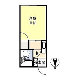 シティハイム倖 1Kの間取図画像