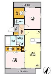 グレイスメゾン 1階2LDKの間取り