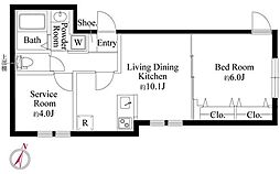 フォルスクラス駒込西ケ原 4階1SLDKの間取り