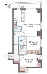 SYMPHONY MARE 3階2LDKの間取り