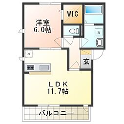 バレンシア 1LDKの間取図画像