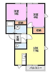 坂の上ハウス 2LDKの間取図画像