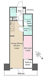 ウエリスアーバン大塚 2階1LDKの間取り