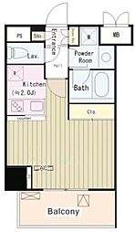 パークサイド湯島台 5階1Kの間取り
