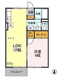 メゾンシエール 2階1LDKの間取り