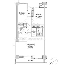 西麻布BLESS 2LDKの間取図画像