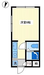 エクメーネ 1階ワンルームの間取り
