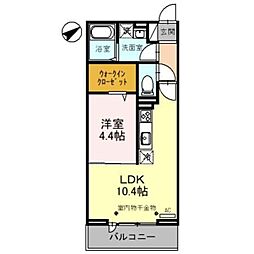 クレールK 3階1LDKの間取り