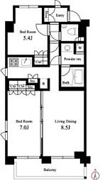 イプセ蒲田WEST 6階2LDKの間取り