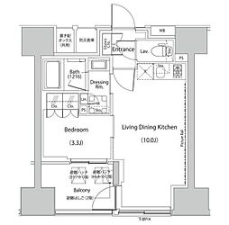 ザ・パークハビオ人形町レジデンス 1LDKの間取図画像