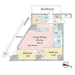 東京メトロ東西線 早稲田駅 徒歩6分の賃貸マンション 10階2LDKの間取り