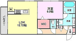 近鉄奈良線 河内花園駅 徒歩8分の賃貸アパート 1階1LDKの間取り
