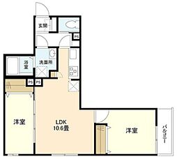 JR山手線 田端駅 徒歩9分の賃貸マンション 3階2LDKの間取り