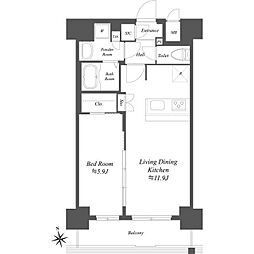 プレサンスブルーム浅草 5階1LDKの間取り