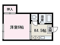 セントラルハイム 1Kの間取図画像
