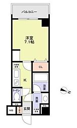アエル浦和 1Kの間取図画像