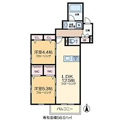 ヘーベルメゾン西葛西　Ｅ 3階2LDKの間取り