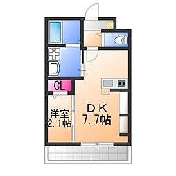 九間町シーエム・サンク 1DKの間取図画像