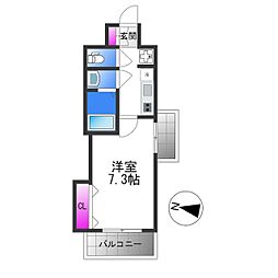 Luxe布施南 1Kの間取図画像