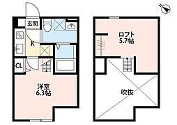 フロラシオン 1Kの間取図画像