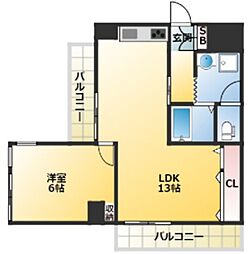 第二若木コーポ 3階1LDKの間取り